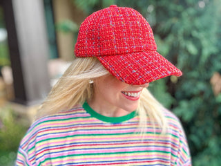 Tweed Baseball Cap - Adjustable Size - Assorted Plaid Styles