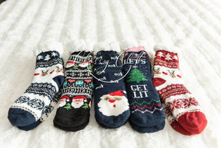 Holiday Sherpa-Lined Non-Slip Socks – Cozy Christmas Collection