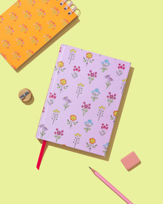 Hardcover Notebook - Pink w/ Wildflowers