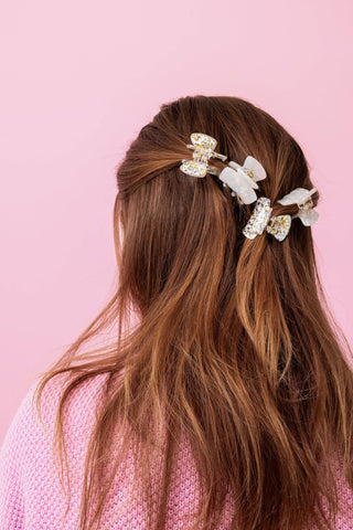 FOR FUN - Claw Hair Clip Set - Mini - Assorted Pearl - 4 Pcs