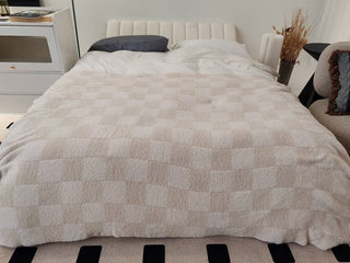 Luxe Blanket - Grey Beige Checkered