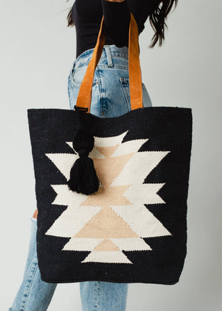 Black, Cream & Tan Aztec Tote