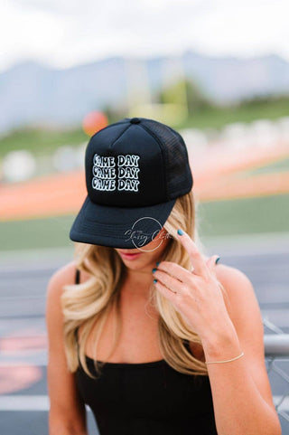Game Day Embroidered Trucker Hat – Removable Beaded Band