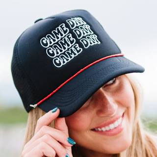 Game Day Embroidered Trucker Hat – Removable Beaded Band