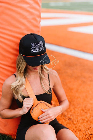 Game Day Embroidered Trucker Hat – Removable Beaded Band