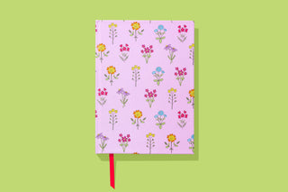 Hardcover Notebook - Pink w/ Wildflowers