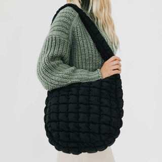 Carmen Quilted Hobo Tote Bag – Soft Quilted Shoulder Bag | 6 Colors
