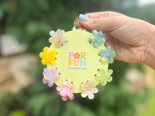 FOR FUN - Claw Hair Clip Set - Mini - Asst Flowers - 8 Pcs