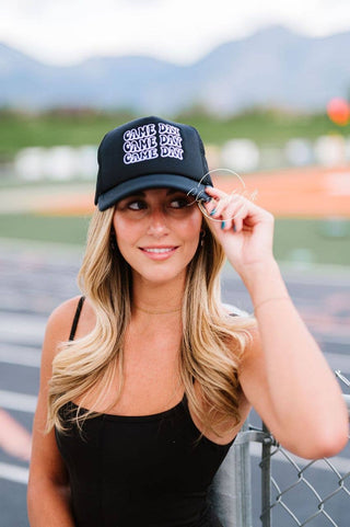 Game Day Embroidered Trucker Hat – Removable Beaded Band
