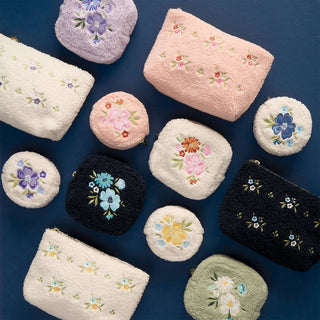 Teddy Pouch-Square Dainty Floral Purple