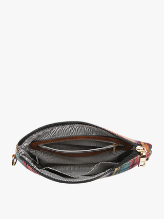 Printed Crossbody Clutch – Adjustable Straps & Vegan Leather Trim