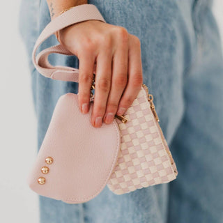 Wonderlust Woven Dual Pouch Wristlet – Checkered & Solid Colors