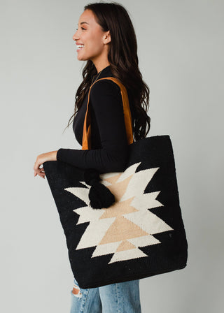 Black, Cream & Tan Aztec Tote
