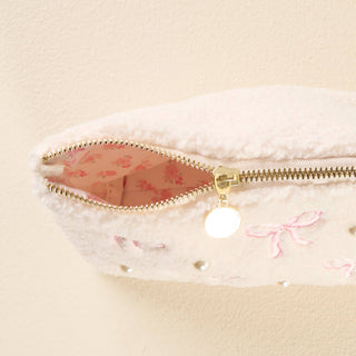 Teddy Pouch – Bows Pink | Sherpa Organizer in 3 Sizes