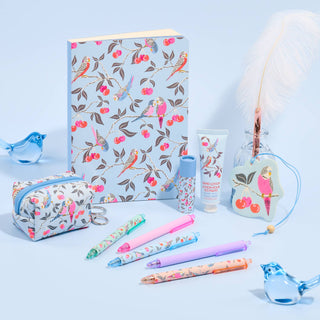 Birds in the Cherry Tree Soft-Touch Gel Pen Set – 5 Color Ink Pens – 0.7 mm Medium Point