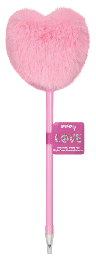 Iscream Pink Furry Heart Pens
