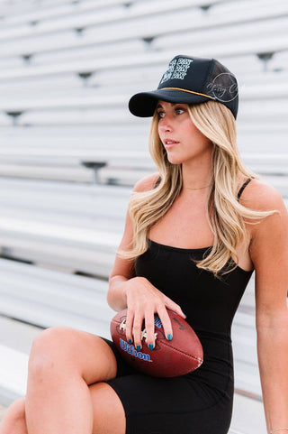 Game Day Embroidered Trucker Hat – Removable Beaded Band