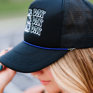 Game Day Embroidered Trucker Hat – Removable Beaded Band