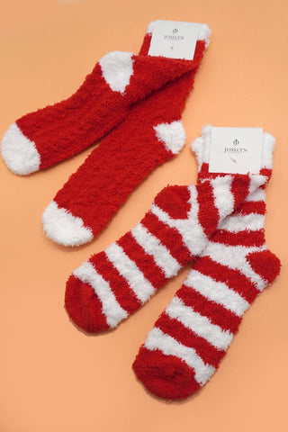 Christmas Holiday Fluffy Socks – Cozy Coral Fleece Crew Socks