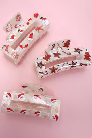Christmas Holiday Jumbo Hair Claw Clips