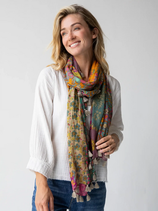 Sayulita Scarf – Bright Patchwork Tassel Wrap