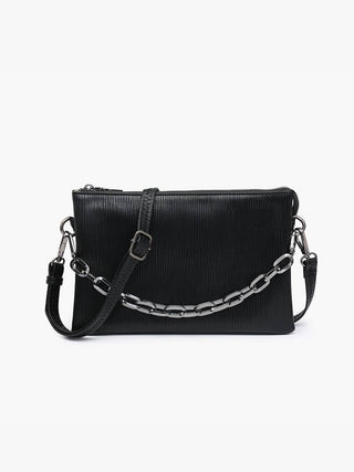 Izzy Textured Crossbody – 3-Compartment Bag with Guitar Strap & Wristlet