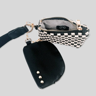 Wonderlust Woven Dual Pouch Wristlet – Checkered & Solid Colors