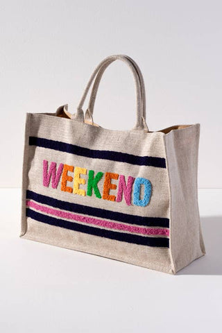 "WEEKEND" BEACH BAG, NATURAL