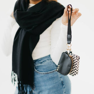 Wonderlust Woven Dual Pouch Wristlet – Checkered & Solid Colors