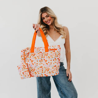 Presley Quilted Tote – Large Nylon Carryall With Matching Pouch