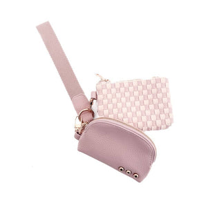 Wonderlust Woven Dual Pouch Wristlet – Checkered & Solid Colors
