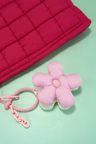 Trending Puffy Daisy Fabric Bag Charm Keychain