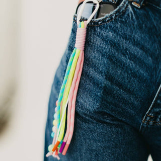 Rainbow Rope and Beaded Keychain – With Built-In Phone Holder