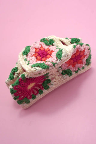 Jumbo Handmade Crochet Floral Hair Claw Clips – Vintage Style for Thick Hair