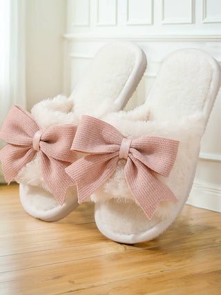 White Bow Knot Slides – Chic Comfort Meets Girly Glam