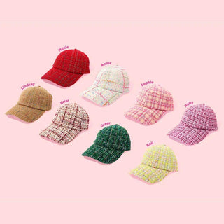 Tweed Baseball Cap - Adjustable Size - Assorted Plaid Styles