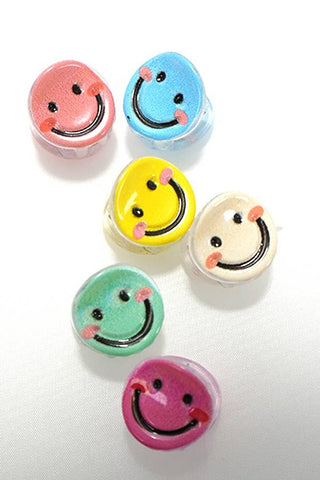 Mini Smiley Hair Claw Clips – Set of 6 Fun & Colorful Clips for Happy Hair Days