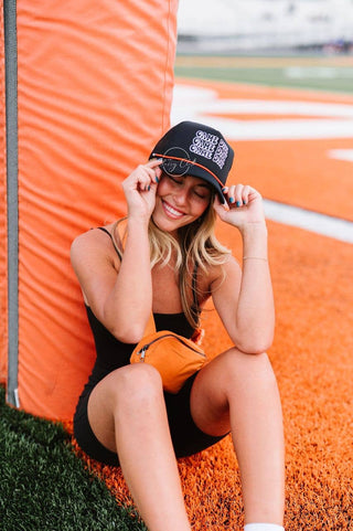 Game Day Embroidered Trucker Hat – Removable Beaded Band