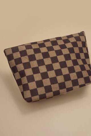Checkered Cosmetic Makeup Pouch – Travel & Toiletry Organizer