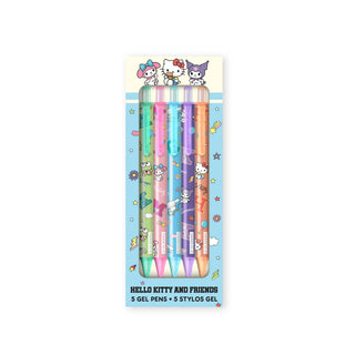 Hello Kitty and Friends College Blue Gel Pen Set – 5 Color Ink Pens – 0.7 mm Medium Point
