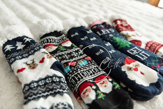 Holiday Sherpa-Lined Non-Slip Socks – Cozy Christmas Collection