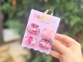 FOR FUN - Claw Hair Clip Set - Mini - Asst Pinks - 4 Pcs