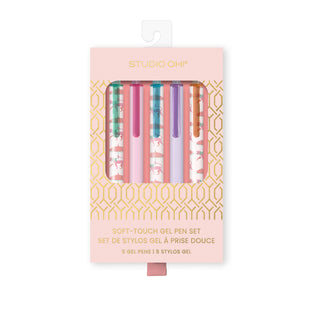 Leopard on Parade Soft-Touch Gel Pen Set – 5 Color Ink Pens – 0.7 mm Medium Point