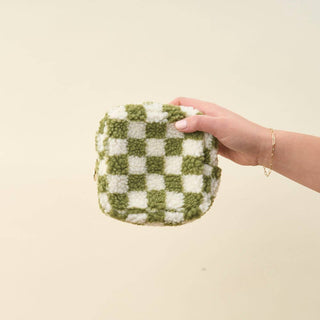 Teddy Pouch – Square Check Green | Sherpa Organizer