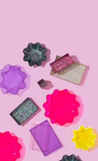 Acrylic Confetti Tray – 10" x 6" Colorful Display & Organizer