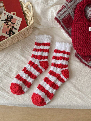 Christmas Holiday Fluffy Socks – Cozy Coral Fleece Crew Socks