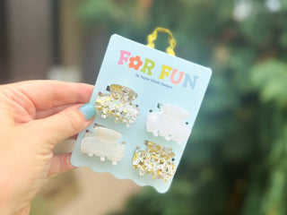 FOR FUN - Claw Hair Clip Set - Mini - Assorted Pearl - 4 Pcs