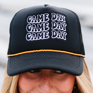 Game Day Embroidered Trucker Hat – Removable Beaded Band