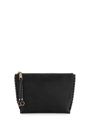 Piper Zip Pouch – Faux Suede with Whipstitch & Tassel