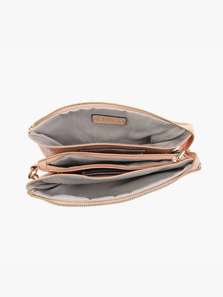Izzy Textured Crossbody – 3-Compartment Bag with Guitar Strap & Wristlet